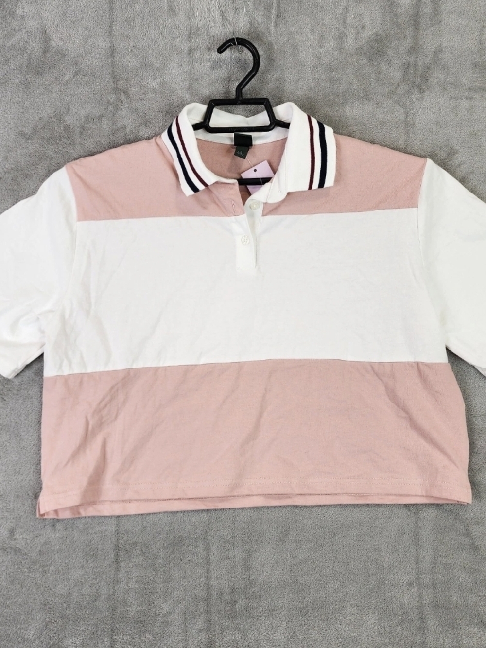 wild fable Pink and White Striped Cropped Polo